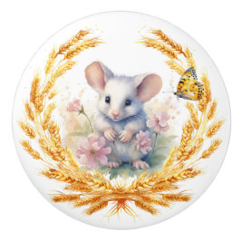 Schattigee Muis met Tarwe Keramische Lade Trekknop Knop