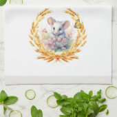 Schattigee Muis met Tarwe Keuken Handdoek Wit & Gr (Gevouwen)