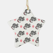 Schattigee muis, muizen, roze en witte polka stipp keramisch ornament (Rechts)