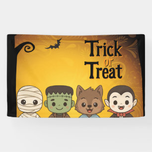 Schattigee mummie, Frankenstein, Dracula, weerwolf Spandoek