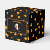 Schattigee mummie met Jack-o'-Lantern Patroon Hall Bedankdoosjes (Achterkant)