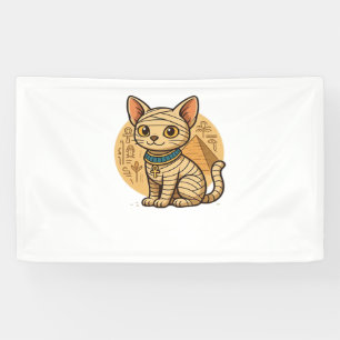 Schattigee Mummy Cat - Oude Egyptische kunst Overs Spandoek