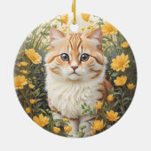 Schattigee Munchkin kat en boterbloem Keramisch Ornament (Achterkant)