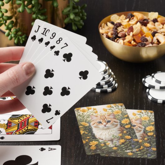 Schattigee Munchkin kat en boterbloem Pokerkaarten (Insitu)