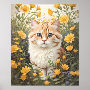Schattigee Munchkin kat en boterbloem Poster