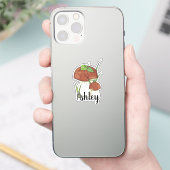 Schattigee Mushroom Monogram Naam Sticker (Telefoon)