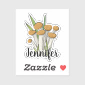 Schattigee Mushroom Monogram Naam Sticker (Vel)
