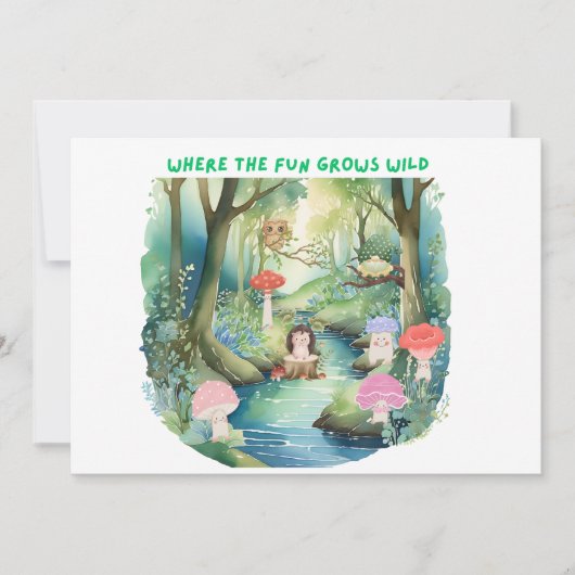 Schattigee Mushroom People Uitnodiging (Voorkant)