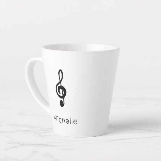 Schattigee Musical Treble Clef gepersonaliseerd Latte Mok (Linkerhoek)