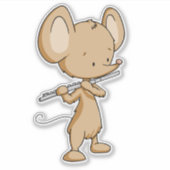 Schattigee musicus speelt fluit sticker (Voorkant)