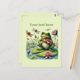 Schattigee muziek spelen kikker briefkaart