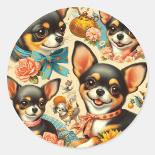  Schattigee naadloze Chihuahua Ronde Sticker