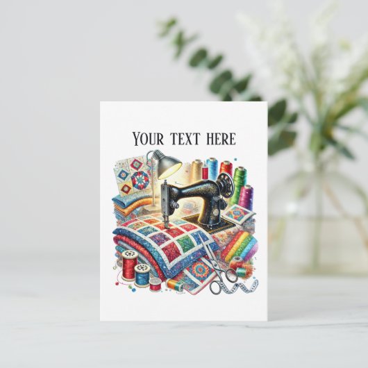 Schattigee naailiefhebbers tekst toevoegen briefkaart (Staand voorkant)