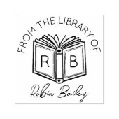 Schattigee naam en Initialen Personal Library Book Zelfinktende Stempel (Design)
