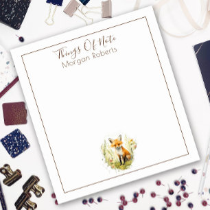 Schattigee naam Gepersonaliseerde Waterverf Fox No Notitieblok