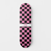 Schattigee naam Initialen geruit zwart en roze Skateboard (Voorkant)