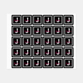 Schattigee naam & Monogram | Zwarte witte & roze k Labels (Vel)