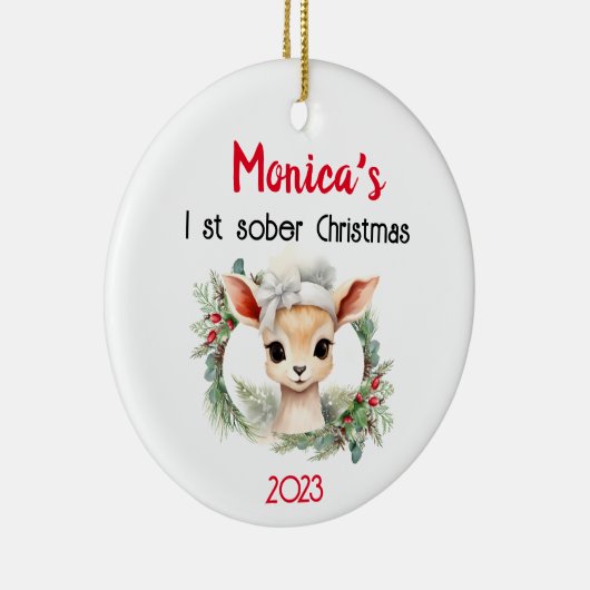 Schattigee naam & nuchterheid Datum Kerstmis Keramisch Ornament (Rechts)