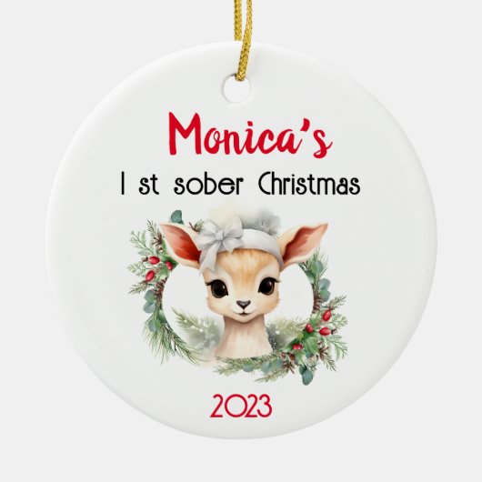 Schattigee naam & nuchterheid Datum Kerstmis Keramisch Ornament (Voorkant)