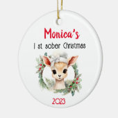 Schattigee  naam & nuchterheid Datum Kerstmis Keramisch Ornament (Links)