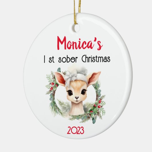 Schattigee  naam & nuchterheid Datum Kerstmis Keramisch Ornament (Links)