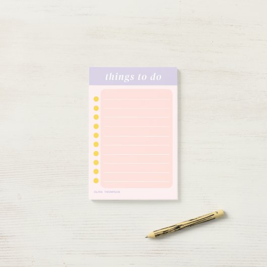 Schattigee naam Paarse School Checklist Post-it® Notes (Op bureau)