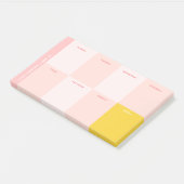 Schattigee naam Roze Geel School Weekly Planner Post-it® Notes (Schuin)