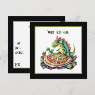 Schattigee naam toevoegen Pizza Dinosaurus Party Kaart