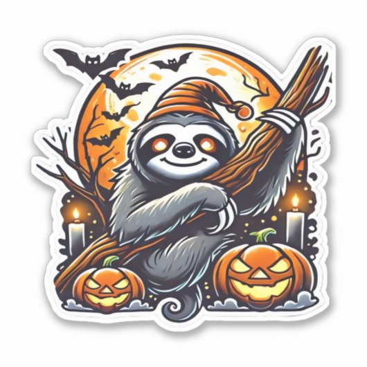 Schattigee nacht Luiaard Halloween Classic T-shirt Sticker (Voorkant)