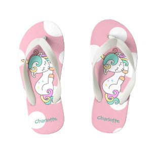Schattigee napping eenhoorn met kindernaam kinder teenslippers
