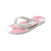 Schattigee napping eenhoorn met kindernaam kinder teenslippers (Schuin)