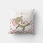 Schattigee Napping Teddy Bear met Custom Monogram Kussen (Voorkant)