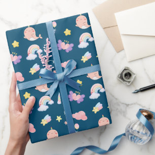 Schattigee Narwhal Fish Eenhoorn Regenboog zee Ver Cadeaupapier