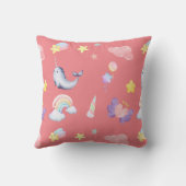 Schattigee Narwhal Fish Eenhoorn Regenboog zee Ver Kussen (Achterkant)