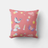 Schattigee Narwhal Fish Eenhoorn Regenboog zee Ver Kussen (Voorkant)