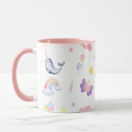 Schattigee Narwhal Fish Eenhoorn Regenboog zee Ver Mok (Links)