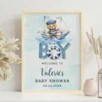 Schattigee nautische blauwe boot teddybeer jongen