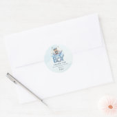 Schattigee nautische blauwe boot teddybeer jongen  ronde sticker (Envelop)
