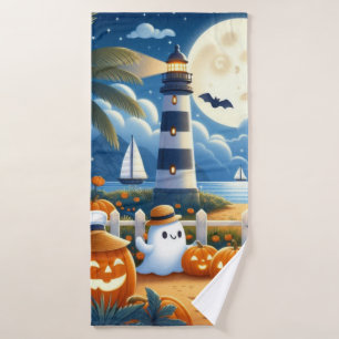 Schattigee, nautische / kust Halloween-spook / pom Badhanddoek