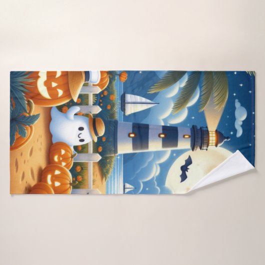 Schattigee, nautische / kust Halloween-spook / pom Badhanddoek (Badhanddoek)