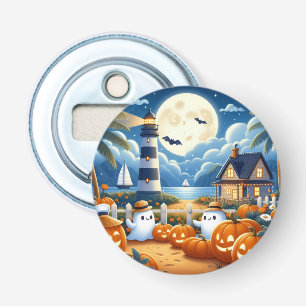 Schattigee, nautische / kust Halloween-spook / pom Button Flesopener
