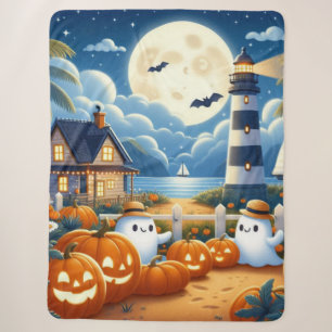 Schattigee, nautische / kust Halloween-spook / pom Sherpa Deken