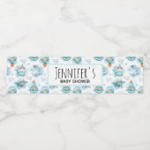 Schattigee nautische walvissen Waterverf Baby show Waterfles Etiket (Enkel label)