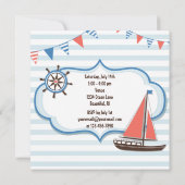 Schattigee nautische zeilboot jongens 1e verjaarda kaart (Achterkant)