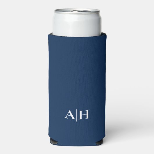 Schattigee Navy blauw en wit, Modern Monogram (Seltzer Voorkant)