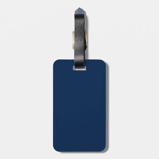 Schattigee Navy blauw en wit, Modern Monogram Bagagelabel (Achterkant verticaal)