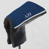 Schattigee Navy blauw en wit, Modern Monogram Golfheadcover (3/4 voorkant)