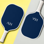 Schattigee Navy blauw en wit, Modern Monogram Pickleball Paddle