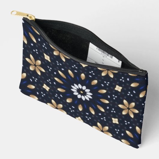 Schattigee Navy Blauw Wit & Goud Mandala Dot Art D Etui (Open)