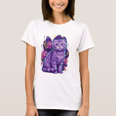 Schattigee Neon Cat Fantasy Art T-shirt (Voorkant)